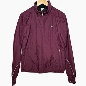 New Balance Womans L Quilted Track Jacket Warm Up Full Zip Eggplant Purple EUC!